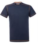 Round neck work shirt with contrasting stitching, colour royal blue ROHH162.BL