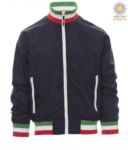 Unpadded jacket in nylon with drytech fabric; collar, cuffs and waist in rib with flag colours. Colour Black with Italy flag PAUNITED.BLU