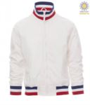 Unpadded jacket in nylon with drytech fabric; collar, cuffs and waist in rib with flag colours. Colour White with UK flag PAUNITED.BIF