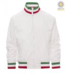 Unpadded jacket in nylon with drytech fabric; collar, cuffs and waist in rib with flag colours. Colour White with France flag PAUNITED.BI