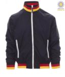 Unpadded jacket in nylon with drytech fabric; collar, cuffs and waist in rib with flag colours. Colour navy blue with Germany flag PAUNITED.BLUG