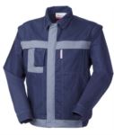 Two tone multi pocket jacket with cell phone holder in cotton canvas. Colour royal blue/light blue
 ARA10225.BLG