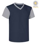 V-neck, two-tone work shirt with contrasting collar and sleeves.  Colour melange grey/navy blue JR989990.BN