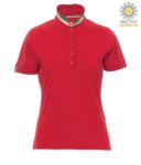Women short sleeved polo shirt in cotton piquet, collar with contrasting three-coloured visible on the raised collar. Colour Black / Italien PANATIONLADY.RO