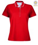 Women short sleeved jersey polo shirt, rib collar and bottom sleeve with double piping, internal neck reinforcement, colour melange grey JR989660.RO