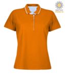 Women short sleeved jersey polo shirt, rib collar and bottom sleeve with double piping, internal neck reinforcement, colour melange grey JR989667.AR