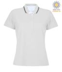 Women short sleeved jersey polo shirt, rib collar and bottom sleeve with double piping, internal neck reinforcement, colour melange grey JR989662.BI