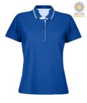 Women short sleeved jersey polo shirt, rib collar and bottom sleeve with double piping, internal neck reinforcement, colour melange grey JR989668.BR