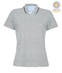 Women short sleeved jersey polo shirt, rib collar and bottom sleeve with double piping, internal neck reinforcement, colour melange grey JR989665.GM