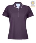 Women short sleeved jersey polo shirt, rib collar and bottom sleeve with double piping, internal neck reinforcement, colour melange grey JR989661.VI