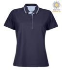 Women short sleeved jersey polo shirt, rib collar and bottom sleeve with double piping, internal neck reinforcement, colour melange grey JR989660.BN