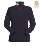 Long sleeved polo shirt with tricolour elements on the collar and the slit. Colour Blue Navy. PALONGNATIONLADY.BLU