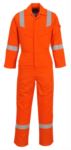 Antistatic and fireproof light coverall, adjustable cuff, sleeve pocket, knee pockets, side access, tape measure pocket, radio ring, navy blue colour. CE certified, EN11611, EN1149-5, EN11612:2009 AWFR21.AR