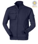 men blue navy multi-pocket long zip work sweatshirt JR990240-C.BL