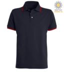 Two tone work polo shirt with contrasting collar and sleeve hem. Colour: navy Blue, yellow trim PASKIPPER.BLURO