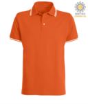 Two tone work polo shirt with contrasting collar and sleeve hem. Colour: grey, orange trim PASKIPPER.ARBI
