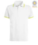 Two tone work polo shirt with contrasting collar and sleeve hem. Colour: white, yellow trim PASKIPPER.BIGI