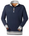 work sweatshirt for promotional use with short zip navy blue color ROHH195.BN