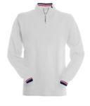 Long sleeve polo shirt, with half zip closure, coloured profile on the inside, collar and sleeve edge. white colour PAPRIVE.BI
