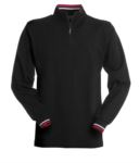 Long sleeve polo shirt, with half zip closure, coloured profile on the inside, collar and sleeve edge. Black colour
 PAPRIVE.NE