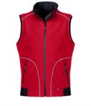 Red softshell work vest with reflective inserts. Polyester fabric. ARHH623.RO