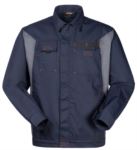 Two tone jacket in polyester and cotton, colour navy blue / grey  ROA10129.BLG