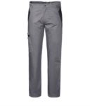 Two-tone multi-pocket work trousers with double pocket on the right leg, colour black/orange ROA00129.GRN