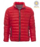 Padded nylon jacket with feather effect padding, interior and contrasting finishes. Colour: red & grey PAINFORMAL.RO