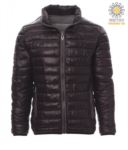 Padded nylon jacket with feather effect padding, interior and contrasting finishes. Colour: Black and Grey PAINFORMAL.NE