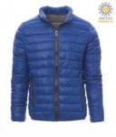 Padded nylon jacket with feather effect padding, interior and contrasting finishes. Colour: navy blue & grey PAINFORMAL.AZR