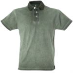 Short sleeve jersey polo shirt, three buttons closure, rib collar, creased cuff, 100% combed cotton fabric, color: green JR991116.VE