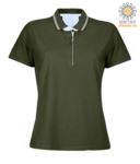 Women short sleeved jersey polo shirt, rib collar and bottom sleeve with double piping, internal neck reinforcement, colour melange grey JR990868.AG