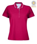 Women short sleeved jersey polo shirt, rib collar and bottom sleeve with double piping, internal neck reinforcement, colour melange grey JR990869.FC