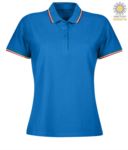 Women Shortsleeved polo shirt with italian piping on collar and cuffs, in cotton. Colour royal blue JR989696.AZ