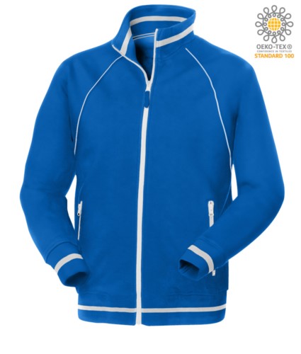 working sweatshirt in cotton and polyester Royal Blue color with anti water treatment