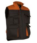 Polyester and cotton multi-pocket work vest, polyester padding. Navy blue / light green colour VATHUNDERGILET.NEA