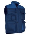 Polyester and cotton multi-pocket work vest, polyester padding. grey / yellow colour VATHUNDERGILET.BLA