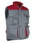Polyester and cotton multi-pocket work vest, polyester padding. grey / royal blue colour VATHUNDERGILET.GRR