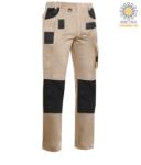 Professional multi pocket trousers with contrasting details and stitching, elasticated, colour navy blue JR991272.BE