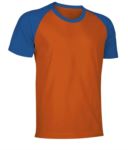 Two-tone jersey short-sleeved work shirt in orange and royal blue VACAIMAN.ARR