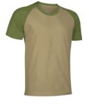 Two-tone jersey short-sleeved work shirt in khaki and olive VACAIMAN.KAO