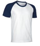 Two-tone jersey short-sleeved work shirt in white and navy blue VACAIMAN.BIN