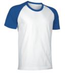 Two-tone jersey short-sleeved work shirt in white and light blue VACAIMAN.BCE