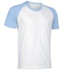 Two-tone jersey short-sleeved work shirt in light blue and navy blue VACAIMAN.BIC