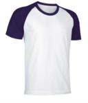 Two-tone jersey short-sleeved work shirt in white and navy blue VACAIMAN.BVI