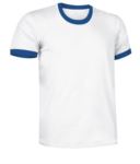 Short sleeve cotton ring spun T-Shirt with contrasting crew neck and sleeve bottoms, colour white and light blue VACOMBI.BCE