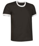 Short sleeve cotton ring spun T-Shirt with contrasting crew neck and sleeve bottoms, colour black and white VACOMBI.NEB