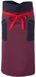 Chef apron, front fastening at waist with red ribbon, two front pockets, color burgundy ROMD2901.BO