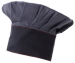 Chef hat, double band of fabric, upper part inserted and stitched in pleats, colour grey blue  ROMT0801.BL