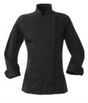 Chef jacket, snap closure, slim fit, color black ROMG0901.NE